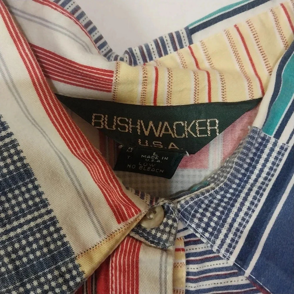 Bushwacker Vintage Patchwork Print Shirt, Size L - Picture 3 of 3